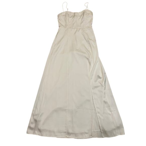Abercrombie & Fitch XS Petite Camille Dress | Ivory Satin, Smocked Back, Bridal - Picture 1 of 14
